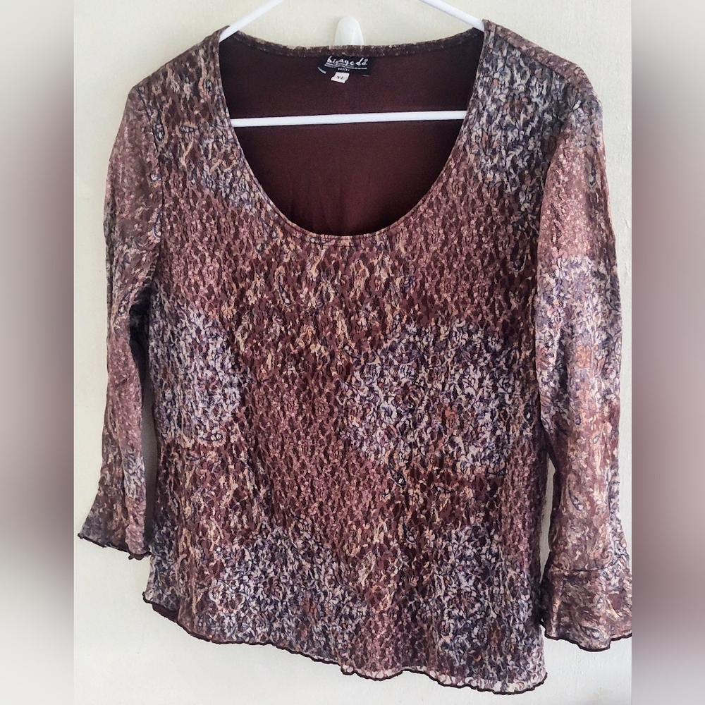 B.i.y.a.y.c.d.a. Women's/Misses Size XL Multi Color Paisley Pullover Top Stretch